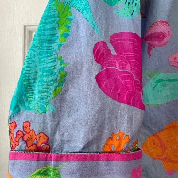 Gretchen Scott Boyfriend Shirt Sea Sway Fish button up shirt